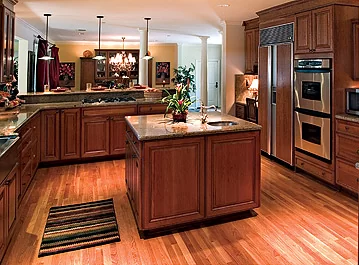 деревянный пол в кухне